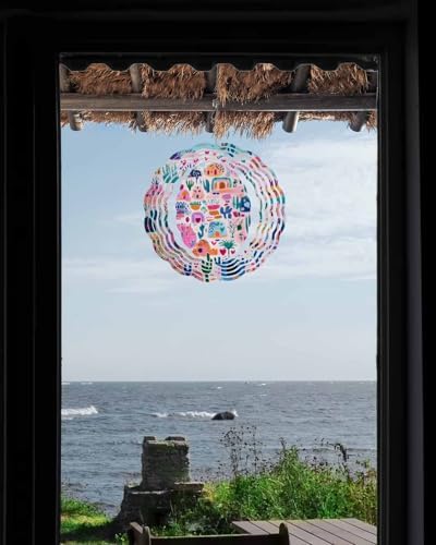 Colorful Spring Floral Wind Spinners Outdoor Summer Botanical Cactus 3D Stainless Steel Wind Spinner for Yard Kinetic Sculpture Hanging Spinning Ornament for Garden Patio Porch 12 Inch - Image 3