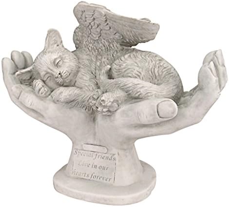 Design Toscano KY69909 in His Hands Cat Pet Grave Memorial Outdoor Garden Statue Monument, 15 inches wide, 12 inches tall, Handcast Polyresin, Antique Stone Finish - Image 5
