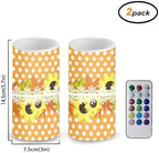 Battery Operated Flameless Candles with Remote and Timer Flameless LED Pillar Candles for Thanksgiving Day Home Party Decoration Battery Tealights, Sunflower Green Leaves - Image 2
