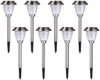 Solar LED Outdoor Lights 8-Pack Stainless Steel Pathway Landscape Lights for Outdoor Path Patio Yard Deck Driveway and Garden, (Silver) - Image 3