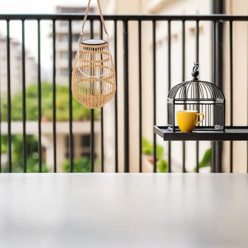 Solar Garden Lantern Decorative Faux Rattan Iron Lamp with 600mah - Image 5