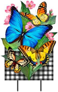 Briarwood Lane Spring Metal Art 28x14 Checkered Butterflies for Spring Metal Art by BriarwoodLane