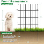10 Pack Garden Fence Animal Barrier Fencing 1.44 inch Spacing Total 10.8ft (L) x 24in High Rustproof Metal Wire Yard Blocker Dog Fences Border for Outdoor Flower Bed Landscape Fencing Decor Black - Image 2