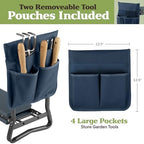 Pure Garden Garden Kneeler and Seat - Kneeling Pad Garden Stool with Tool Pouches - Gardening Gifts for Mom, Dad, Seniors, or Grandparents (Blue) - Image 3