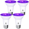 4 Pack BlueX LED PAR20 Flood Purple Light Bulb - 8W (65Watt Equivalent) - Dimmable - E26 Base Purple LED Lights, Party Decoration, Porch, Home Lighting, Holiday Lighting, Flood Lights by BluexBulbs