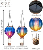 TERESA'S COLLECTIONS 2 Pack Hanging Solar Lantern Outdoor Garden Decor for Valentine,Waterproof Plastic Hot Air Balloon Blue Flickering Flame Effect Lantern for Yard Tree,Gift for Mom,18" - Image 4