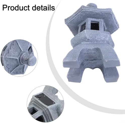 Solar Pagoda Garden Statue Lantern, Resin Landscape Path Light - Image 7