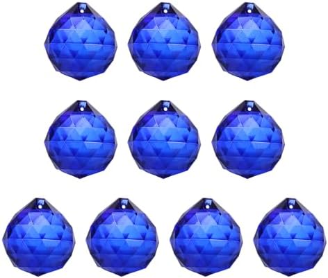 Crystal Ball Prisms, Sun Catcher Hanging Prism Sun Catcher Pendant 44mm / 1.73Inch & 10 Pack & Dark Blue-Fitting for (Outdoor/Indoor/Windows/DIY Decor/Feng Shui/Chandelier) by YELARXI