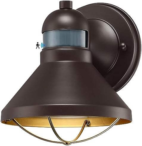 LONEDRUID Dusk to Dawn Motion Sensor Outdoor LED Barn Light Fixture Brown by LONEDRUID
