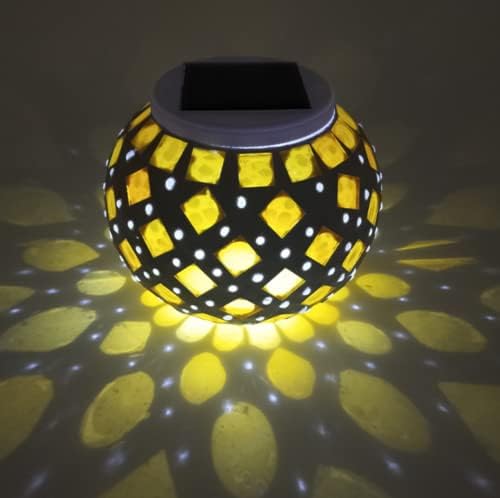 yuans Solar Table Light, Solar Mosaic Lights Color Changing Solar Glass Ball Garden Lights Waterproof Solar Night Lights Table Lamps (C) - Image 3