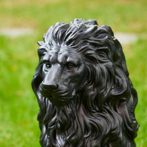 20.5" Lion Garden Statue, Resin Outdoor Guardian Sculpture Animal Decor - Image 4