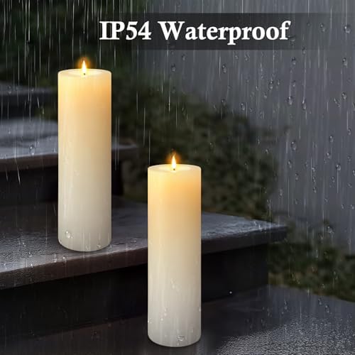 14"×4" Large Outdoor Flameless LED Candles, IP45 Waterproof, White 2 Pack - Image 3