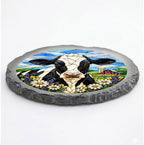 Magnolia Garden 10-Inch Holstein Cow - Faux Stained Glass Farmhouse Meadow Garden Stone, Weather-Resistant Resin Pathway Accent, Rustic Country Red Barn Outdoor Yard Decor & Walkway Plaque - Image 3