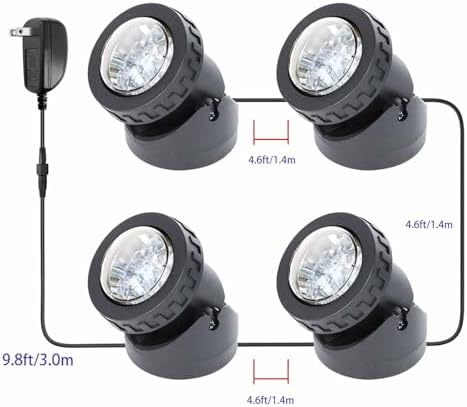 Colored Pond Lights with Timer, RGB Weighted Fountain Light IP68 Waterproof, Dimmable Outdoor Landscape Lights Fish Tank Pond Fountain Garden, 4 in Set - Image 6
