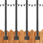 LETIANPAI 2.8Ft String Light Poles 4 Pack,Light Poles for Outside Lights,Outdoor with Fence Brackets Hanging Lights,Metal Stand Deck Patio Backyard by LETIANPAI