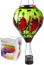 Cardinal Solar Lantern, Glass Hot Air Balloon Light with Flickering Flame by Balloontern