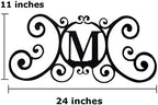 24 Inch House Plaque Letter - Wrought Iron Metal Scrolled Monogram Initial Letter Home Door Wall Hanging Art Decor Family Name Last Name Letter Sign (M, 24 x 11 inches,Thick 2mm) Christmas Gift - Image 2