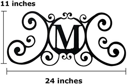 24 Inch House Plaque Letter - Wrought Iron Metal Scrolled Monogram Initial Letter Home Door Wall Hanging Art Decor Family Name Last Name Letter Sign (M, 24 x 11 inches,Thick 2mm) Christmas Gift - Image 2