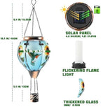 Hot Air Balloon Solar Lantern - Hummingbird Glass Lantern, Simulated Flickering & Dancing Flame, Outdoor Hanging Sunflower Yard Light Waterproof IP65 for Patio Lawn Porch Decor Gift - Image 6