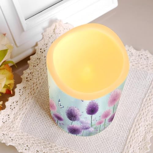 Dandelion LED Flameless Candles Realistic Dancing Flame with Remote Control Waterproof Outdoor Pillar Lights (4 Pack) Battery Operated Candles for Patio Poolside Garden Path - Image 6