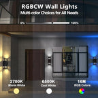 wowlite Smart Outdoor Wall Sconce, Up & Down Color-Changing Lights, 2 Pack - Image 3