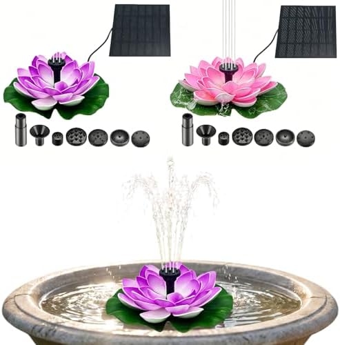 2Pcs Solar Floating Fountain with Christmas Lights Spray, Square Solar Bird Bath Fountain for Garden Pond, Floating Lotus Fountains Outdoor Water Feature by Unknown