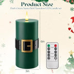 Retisee 2 Pack Christmas Flameless Candle, Santa Belt Design, Green - Image 2