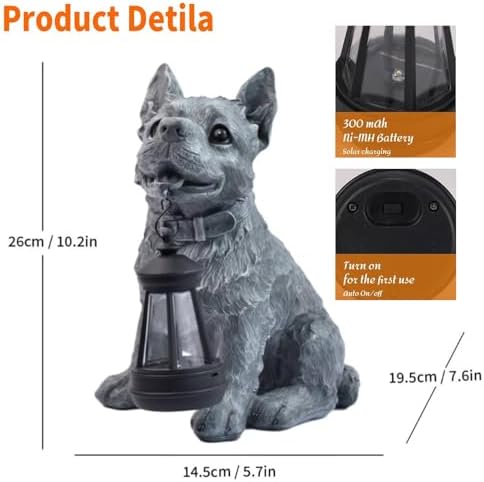 10.2" Garden Dog Statue Figurine Decor with Solar Light - Image 5