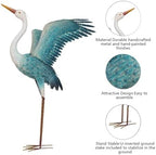 chisheen Garden Statue Outdoor Metal Heron Crane Yard Art Sculpture for Lawn Patio Backyard Decoration,46 inch (2-Pack) (White&Blue) - Image 5