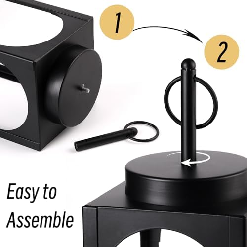 18" 13" Decorative Lanterns Set of 2, Black Outdoor Lanterns with Candles - Image 5