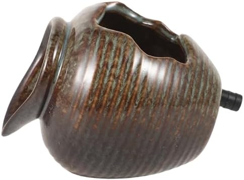 Ceramic Open Bottom Fountain Jar with Built in Filtration for Garden Ponds by BESPORTBLE
