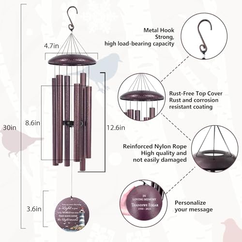 ASTARIN 30/36/45inch Personalized Memorial Wind Chimes for Loss of Loved One, Memorial Gifts for Loss of Mother/Father, Sympathy Gifts for Funeral Condolence Bereavement Grief - Image 2