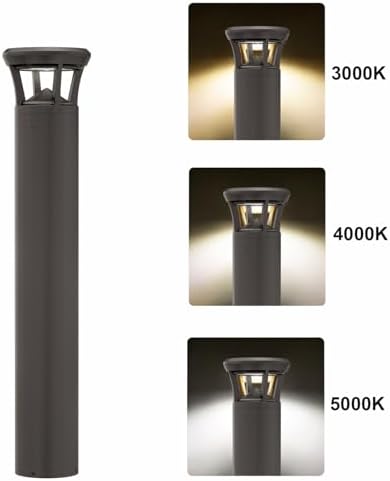 Commercial LED Bollard Light 42in,120-277V Outdoor Pathway Lighting, 3CCT Selectable 3000K/4000K/5000K, 24W/15W/12W Power Adjustable,IP65 Waterproof Aluminum Landscape Garden Walkway Plaza Lights - Image 3