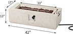 COSIEST Outdoor Propane Fire Pit Coffee Table, 42-inch x 13-inch Terrazzo Rectangle Base Patio Heater w Certified, 50,000 BTU Stainless Steel Burner, Free Lava Rocks and Rain Cover - Image 6