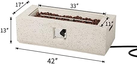 COSIEST Outdoor Propane Fire Pit Coffee Table, 42-inch x 13-inch Terrazzo Rectangle Base Patio Heater w Certified, 50,000 BTU Stainless Steel Burner, Free Lava Rocks and Rain Cover - Image 6
