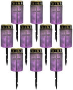 Poceacles Cross Solar Lights Pack of 10 Waterproof Solar Garden Lights Cemetery Solar Outdoor Lights Outdoor Stake Automatic Solar Lantern for Cemetery Grave Decoration, Cross Galaxy Violet by Poceacles