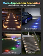 VOLISUN Solar Driveway Dock Deck Markers Marine Lights 8 Pack,9 Colors in 1 Led IP67 Waterproof Outdoor Warning Step Lights for Driveway Sidewalk Walkway Pathway RGB - Image 6