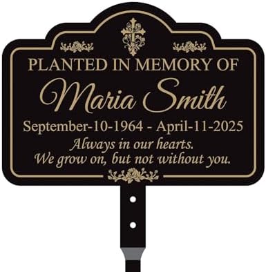 Planted in Memory Of Yard Sign with 16" Stake, Personalized Grave Marker Plaque, Rust-Free Aluminum Memorial Garden Sign - Image 5