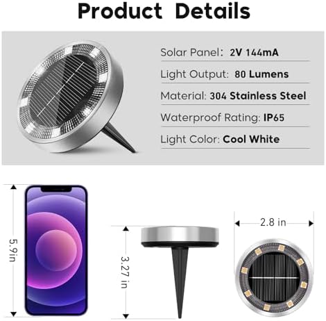 16 Pack Solar Lights Outdoor Waterproof, 8 LED Solar Ground Lights - Image 7