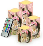 Rabbit Floral Flameless Candles with Timer and Remote Battery Operated LED Candles Color Changing Easter Party Pillar Candles Bulk Fake Candles for Festival Home Decor by Uorisanigo