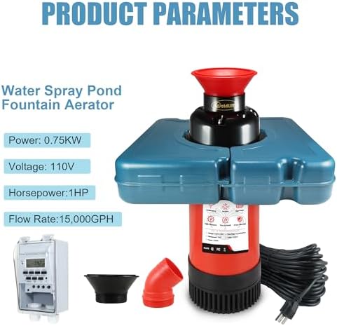 Goldlife Pond Fountain Aerator F1 1HP 750W 15000GPH Floating Fountains Pump - Image 6