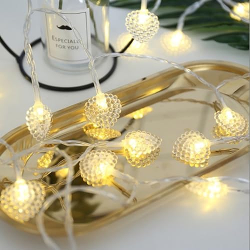 CAKERS Heart Decor String Lights|LED Silver Wire Fairy Lights|Creative Ambient Light for Party Wedding Birthday Christmas Bedroom Patio,Warm White,7m(22.9ft)-50LED-Solar - Image 5