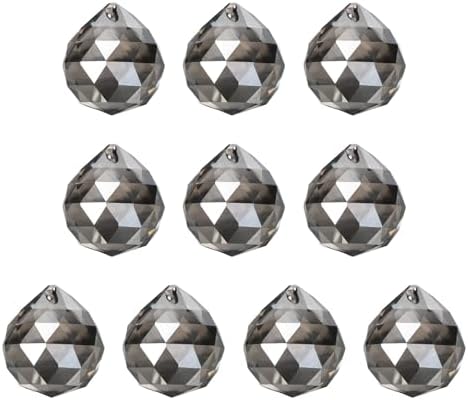 Crystal Ball Prisms, Sun Catcher Hanging Prism Sun Catcher Pendant 44mm / 1.73Inch & 10 Pack & Smoky Gray-Fitting for (Outdoor/Indoor/Windows/DIY Decor/Feng Shui/Chandelier) by YELARXI