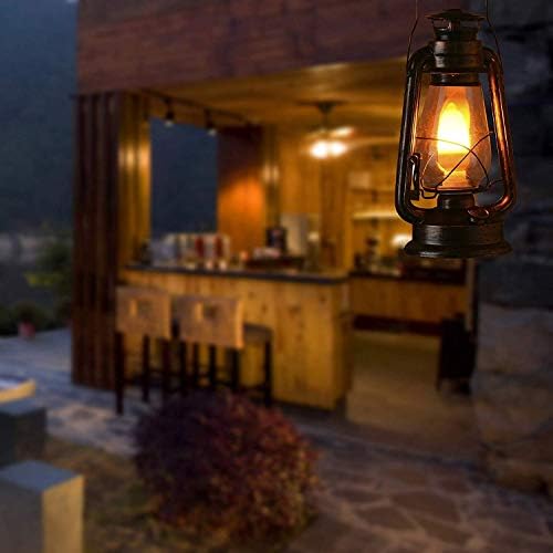 PACK OF 2 Vintage Rustic Accent Old Fashioned Electric Lantern Oil Lamp with Edison LED Bulb Bronze Rust Finish Dimmable Nightstand Desk Table Lamps for Antique Designer Light Study Room 12" Tall 6" D - Image 5