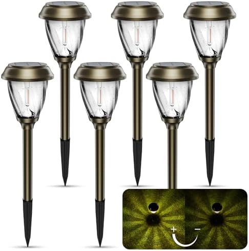 XMCOSY+ Solar Pathway Lights Outdoor 6 Pack, 2 Lighting Solar Garden Lights by XMcosy