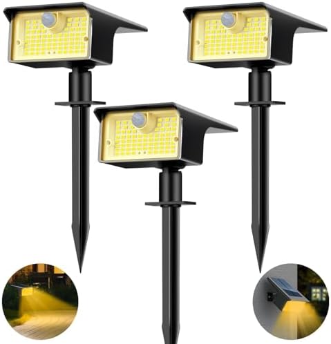 nipify 3 Pack 62 LED Solar Spot Lights Outdoor Motion Sensor with 3 Modes by Nipify