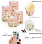 Easter Bunny and Cross Flameless Candles LED Pillar Candles Battery Operated Candles with Remote and Timers Color Changing Electric Fake Plastic Candles Easter Decorations - Image 3