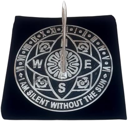 Solid Aluminum Sundial Clock for Garden Yard Outdoor, Handmade Silver & Black Garden Sundial with Velvet Case Home Decor Gift Garden Gift by Unknown