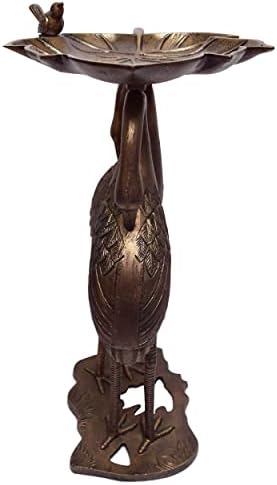 Oakland Living 5608-AB Antique Bronze Cranes & Lily Aluminum Birdbath - Image 4