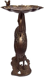 Oakland Living 5608-AB Antique Bronze Cranes & Lily Aluminum Birdbath - Image 4